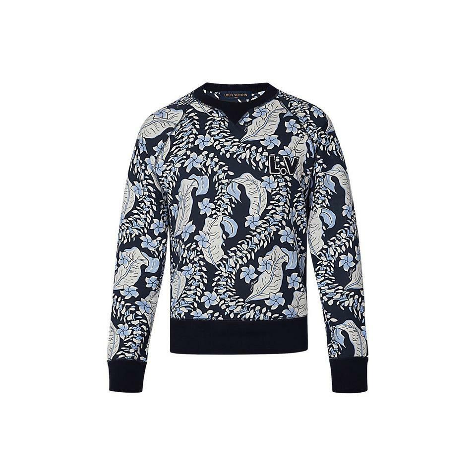 LOUIS VUITTON アートデザイン フード付きジャケット　サイズ46 Louis Vuitton Blue Monogram Distressed Floral Workwear