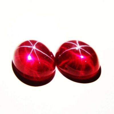 Extremely 16 Ct Certified 6 Rays Natural Star Ruby Cabochon Gemstone Pair