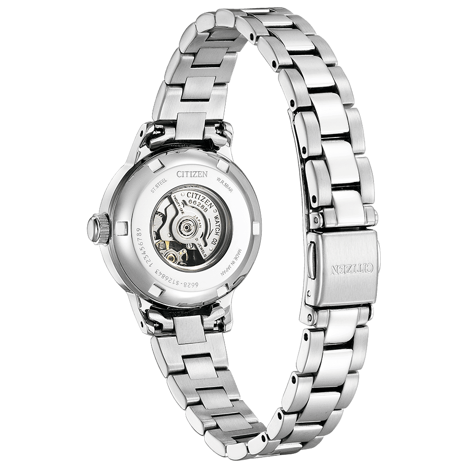 Pre-owned Citizen Collection Pr1030-57d Automatic Watch Silver Mother Of Pearl Dial 27.4mm
