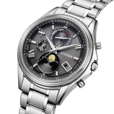 CITIZEN EXCEED BY1020-61E Titanium Moon Phase Eco-Drive Radio Solar Watch 41mm