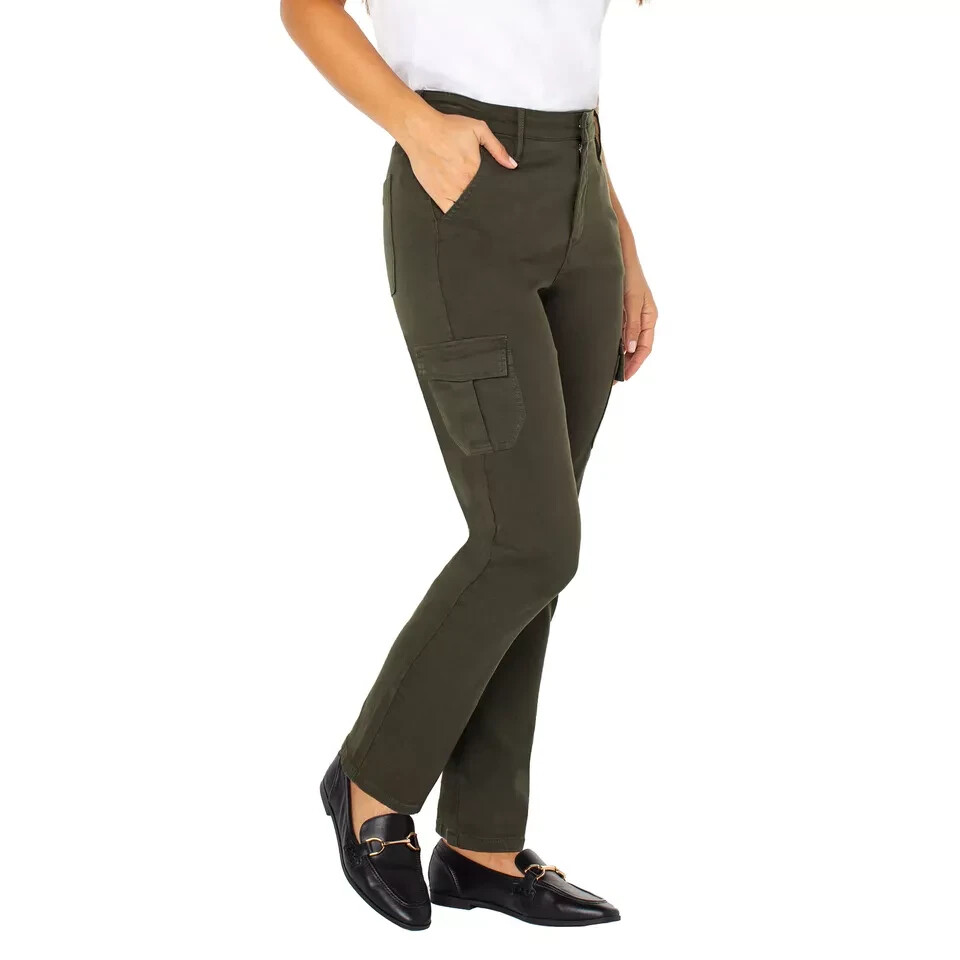Well Worn Ladies' Tencel Blend Cargo Pant Straight Leg Comfort Stretch B63