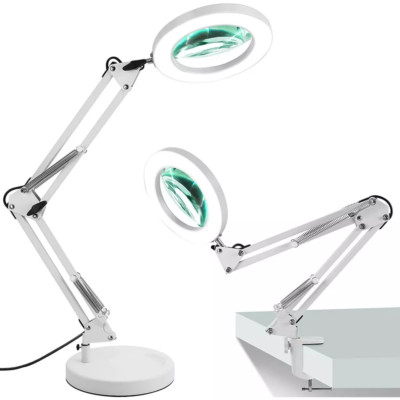 Magnifier LED Lamp 10X Magnifying Glass Desk Table Reading Light and Clamp Stand