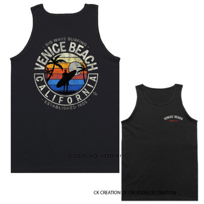 Big Wave Surfing Venice Beach California Los Angeles Graphic Tank Top