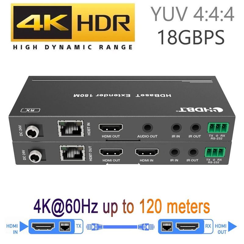 2026 Best 4K 60Hz HDMI HDBaseT Extender With IR 120m 4K HDMI POE Extender Over R