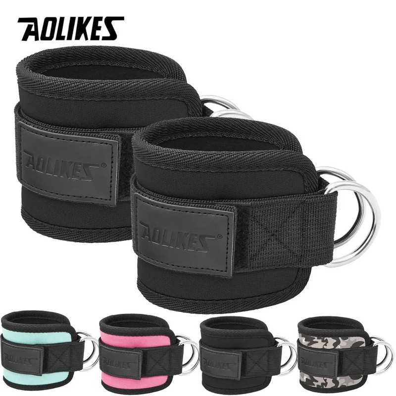 Adjustable Padded Ankle Wrist Cuffs Padded Straps D-Ring Glute Kickback for Cabl