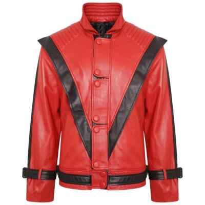 Michael Jackson Red Thriller Handmade Genuine Leather Jacket For Men - MJ Jacket