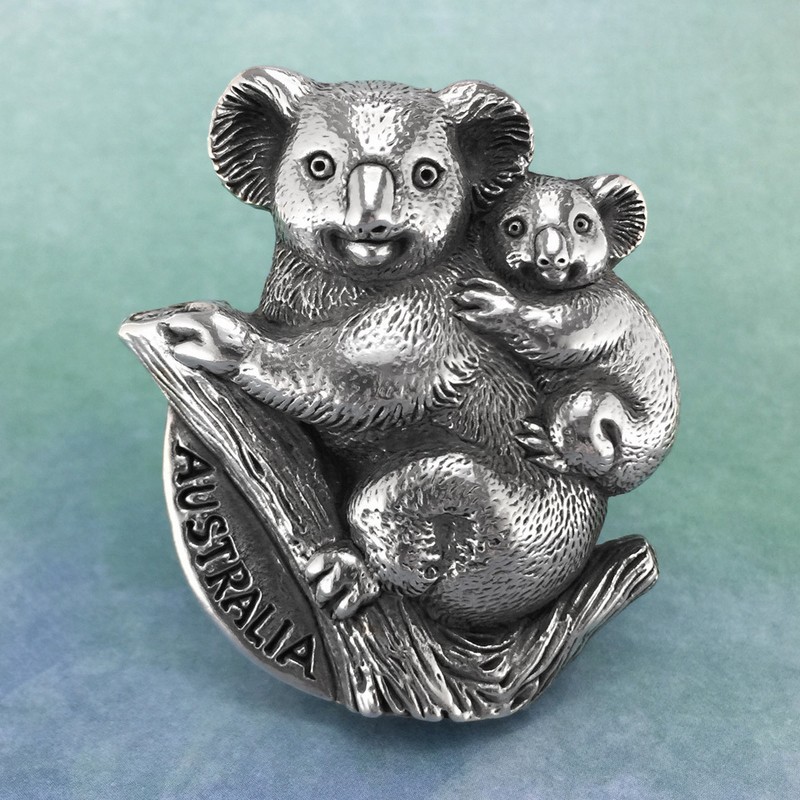 Koala Souvenir Pewter Fridge Magnet Australiana Gift, Australian Made