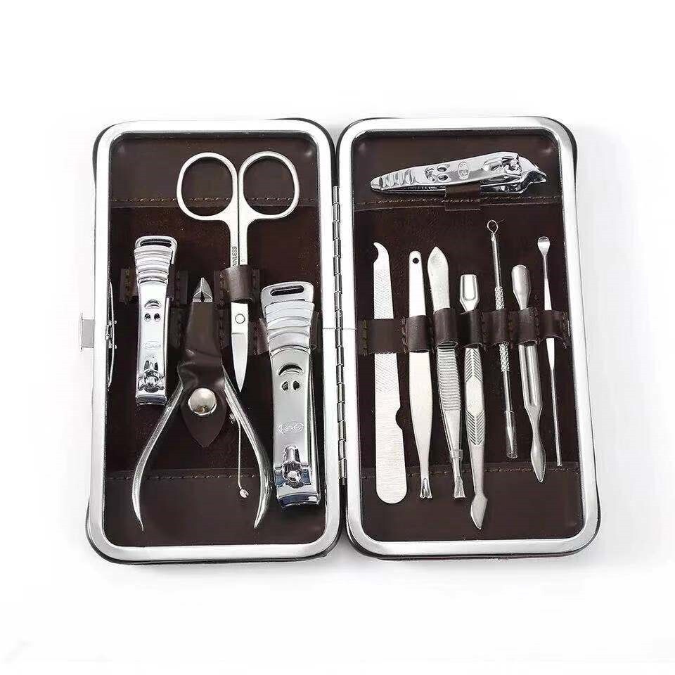 12PCS Pedicure / Manicure Set Nail Clippers Cleaner Cuticle Grooming Kit Case