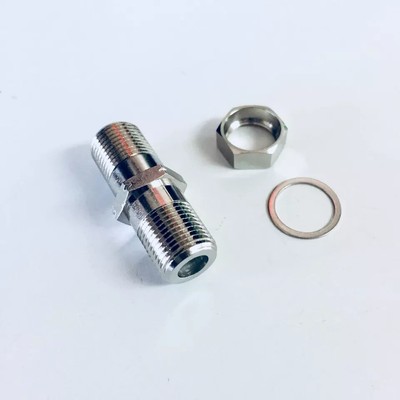 F81 Barrel Adapter 5pc in-line-splice double Female with Nut & Washer 1.11'' Lgth
