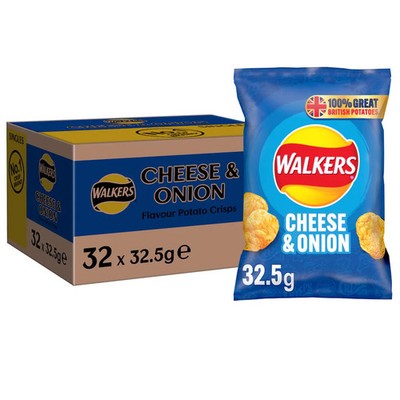 Walkers Cheese & Onion Singles Box of 32 x 32.5g Bags