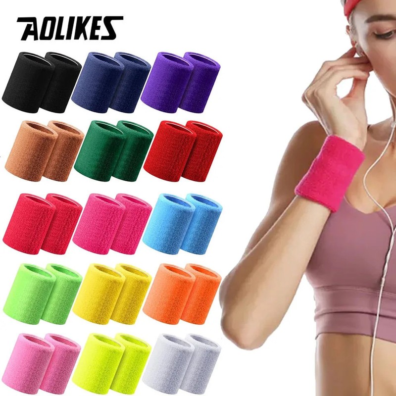 1 Pair Cotton Wristbands Wrist Band Bands Sweatbands Sweat Band for Sport Tennis