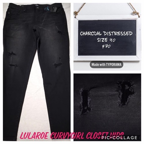 LuLaRoe Denim Jeans Size 40 Charcoal Distressed, PURCHASE