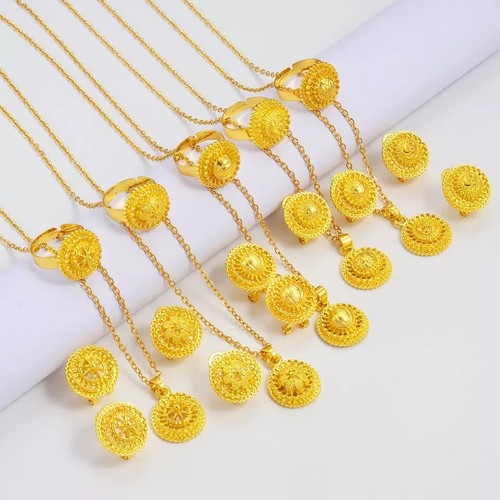 24K Dubai Gold Plated Earrings Necklace Jewelry Set | eBay