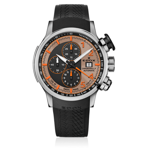 Pre-owned Edox Men 01129-tnca-beno Chronorally 45mm Automatic Watch