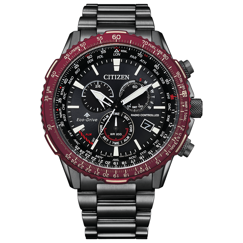 Pre-owned Citizen Promaster Sky Cb5009-55e Eco-drive Radio Solar Watch Black Dial 45.9mm