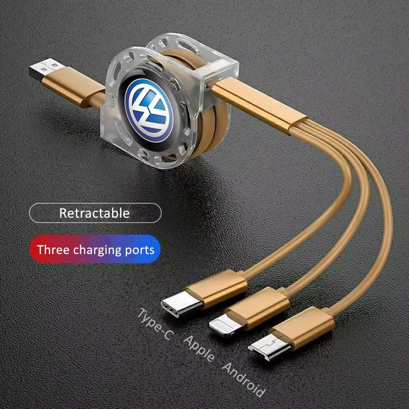 New 3 In 1 Micro USB Type C Charging Cable Multi Charger For VW Volkswagen Golf