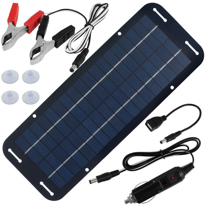 30W Solar Panel 12V Trickle Charger Battery Charger Kit Maintainer