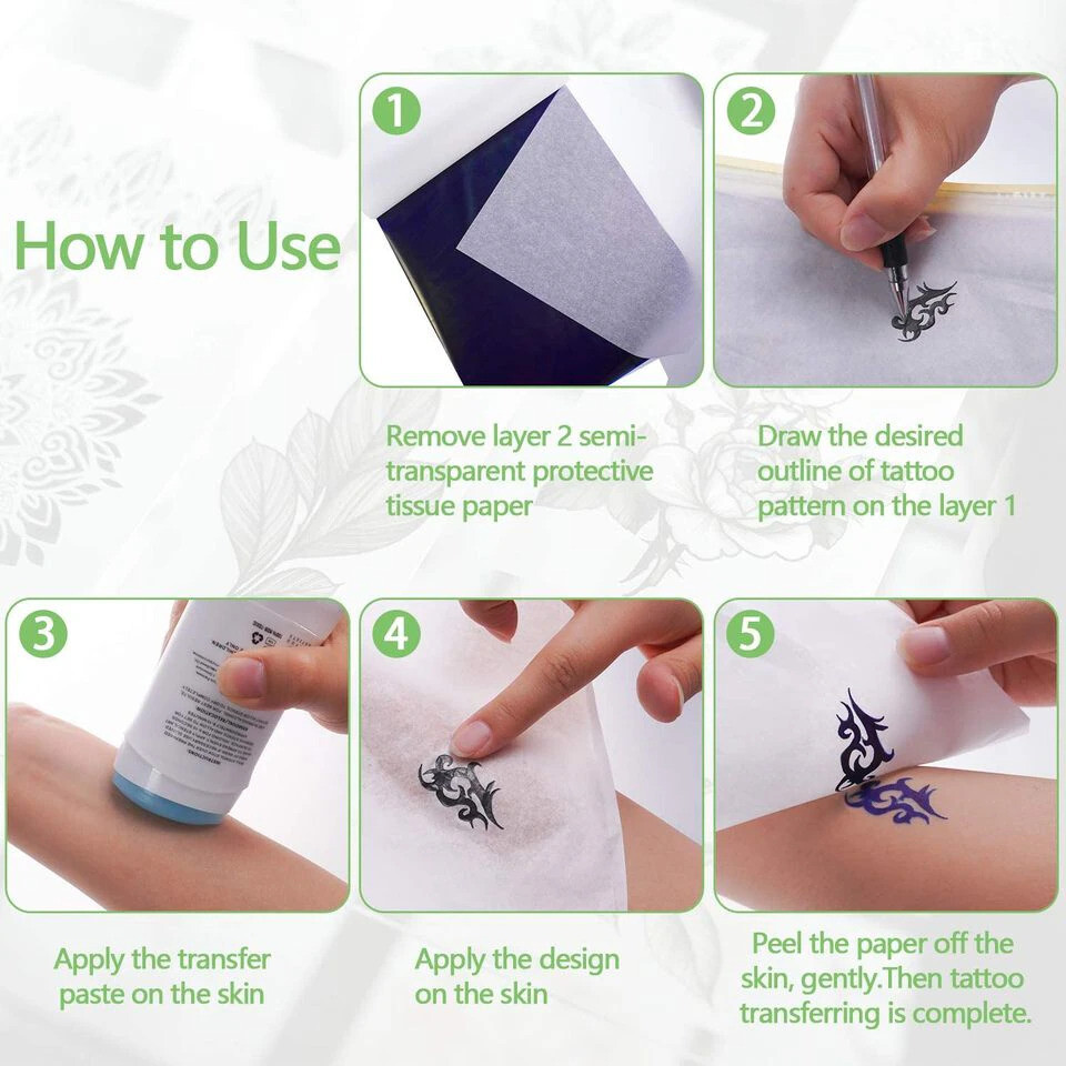 100pcs Tattoo Transfer Paper Stencil Carbon Thermal Tracing Hectograph Supplies