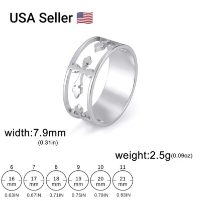 Cross Ring Unisex Stainless Steel Engagement Rings Hip Hop Religious Christian