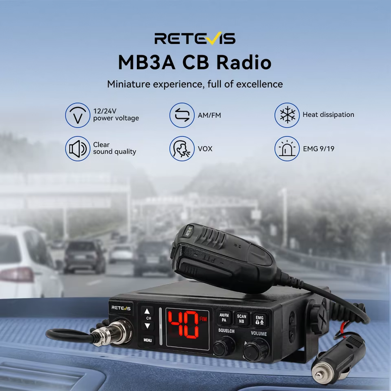 MB63A CB Car Radio 12/24V Power Long Range CB Mobile Radio Station Professional