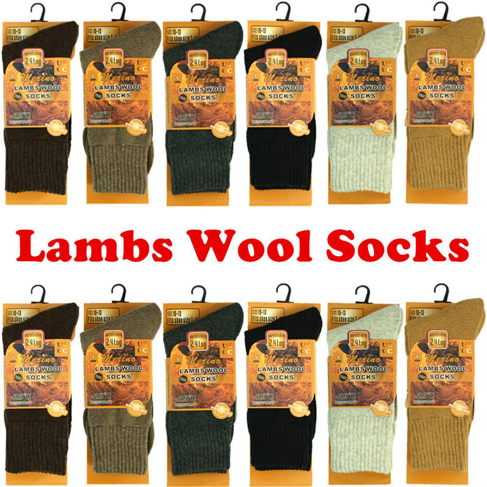 6 pairs Men's Winter Warm merino lamb wool  Boots Thermal Crew Socks Size 10-13
