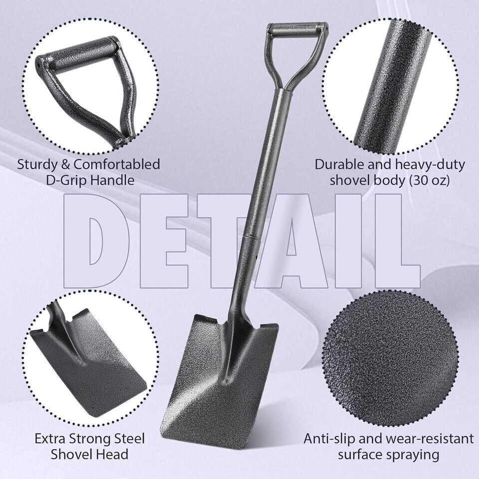 29 Inch Long Premium Carbon Steel Shovel for Digging with D Handle Garden Spade