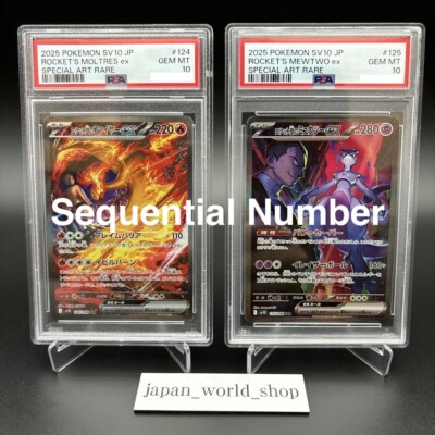 PSA 10 Team Rocket's Moltres Mewtwo SAR 124 125/098 Pokemon