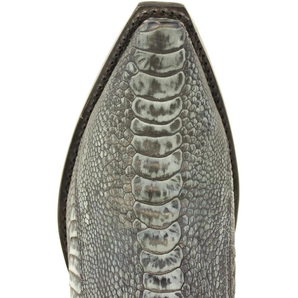 Pre-owned Los Altos Boots Los Altos Sanded Black Genuine Snip Toe Ostrich Leg Western Cowboy Boot (ee+) In Gray