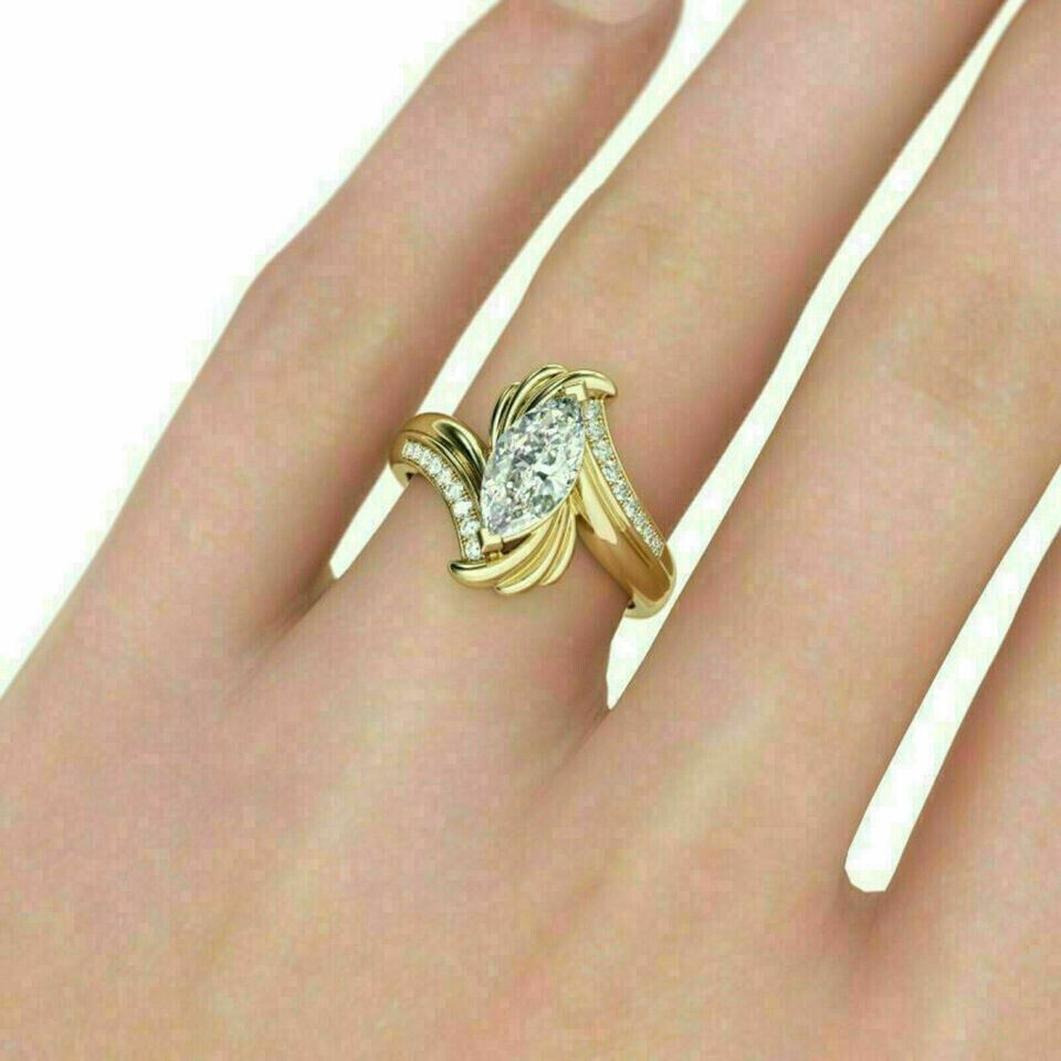 3Ct Lab Created Diamond VVS1 Solitaire Engagement Ring 14K Yellow Gold Finish