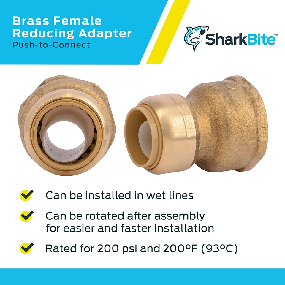 SharkBite 3/4" Push-to-Connect x 1 " Water Softener Connector Adapter Fitting