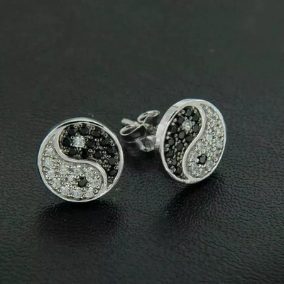 2Ct Round Lab-Created Diamond Stylish Stud Earring 14K White Gold Plated Silver