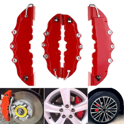 4PCS Red Car Universal Disc Brake Caliper Covers Front Rear Car Accessories Kit