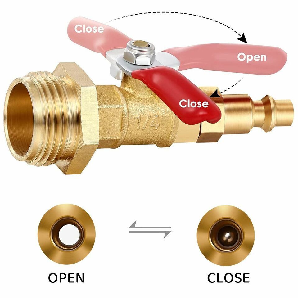 RV Winterize Blowout Adapter 1/4" Quick Connect Plug 3/4" Garden Hose Thread Kit