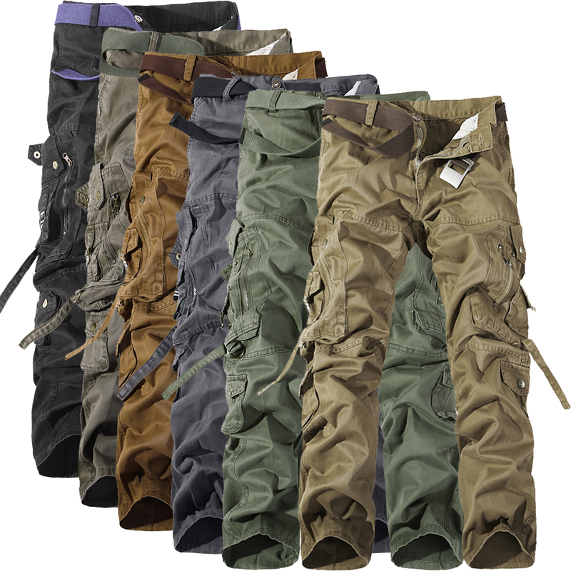 Men'S Multi-Pocket Cargo Pants Washed Hot Sale Cargo Pants