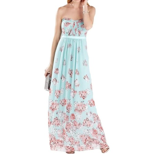 BCBGMaxAzria Amber Aqua Mist Floral Chiffon Corset Top
