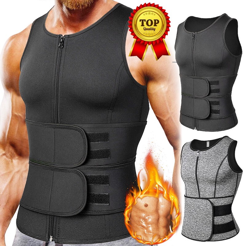 Men's Sauna Sweat Suit Vest Waist Trainer Body Shaper Tank Tops Fat Burner Shirt
