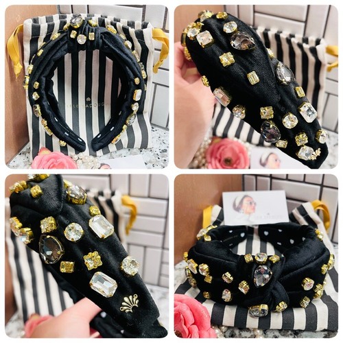 Lele Sadoughi Black Velvet Multi Crystal Headband - OS Lele Sadoughi Black Velvet & Crystal Knot Headband?✨ | eBay main image 2