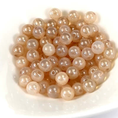 Czech Pressed Druk Round Smooth Glass Beads 6mm Beige Opal 80 pieces CL856