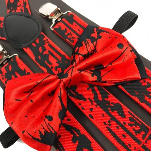Bloody Red Black Suspender And Bow Tie Set Adults Wedding Formal Men Women (usa)