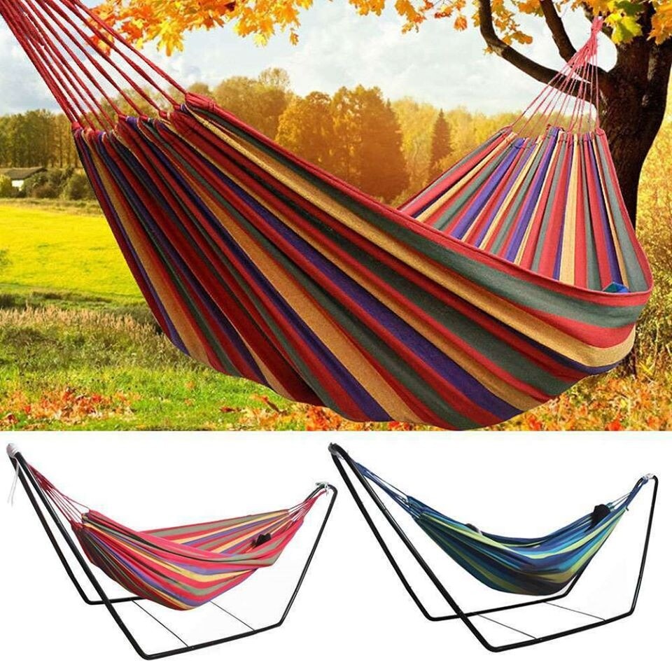 🌴 FREESTANDING GARDEN HAMMOCK FURNITURE BLUE AND RED FREE DELIVERY! 🌴