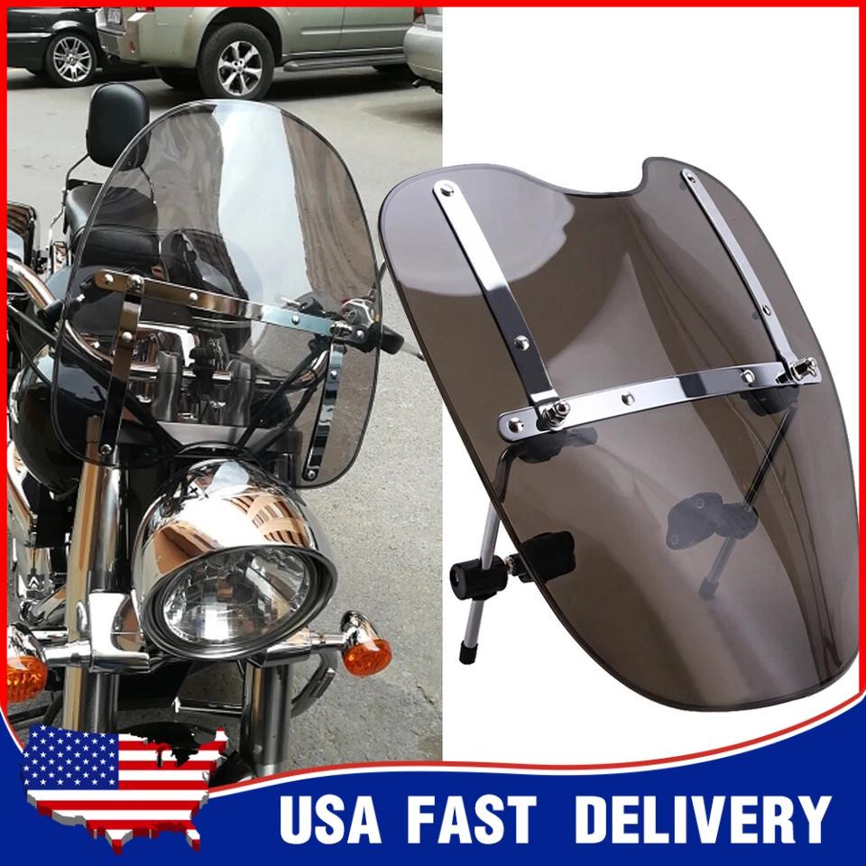 Smoky Windscreen Detachable With Bracket For Harley Dyna Softail Sportster XL