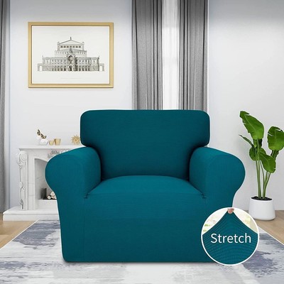 Easy-Going Stretch Chair Slipcover Protector with Elastic Bottom Peacock Blue