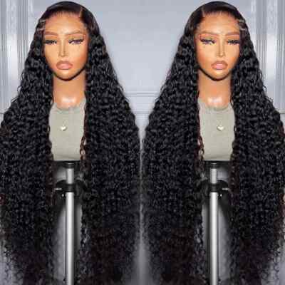 Deep Wave 13x6 HD Lace Frontal Wig Brazilian Curly Human Hair Wigs Pre Plucked