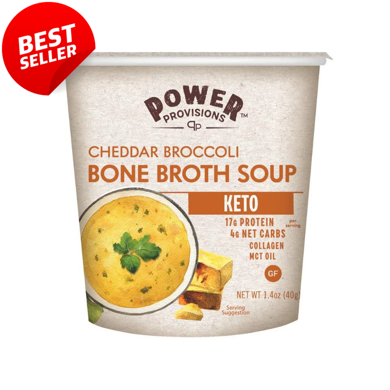 Cheddar Broccoli Bone Broth Soup Cups Keto Collagen 17g Protein 6 Pack - US