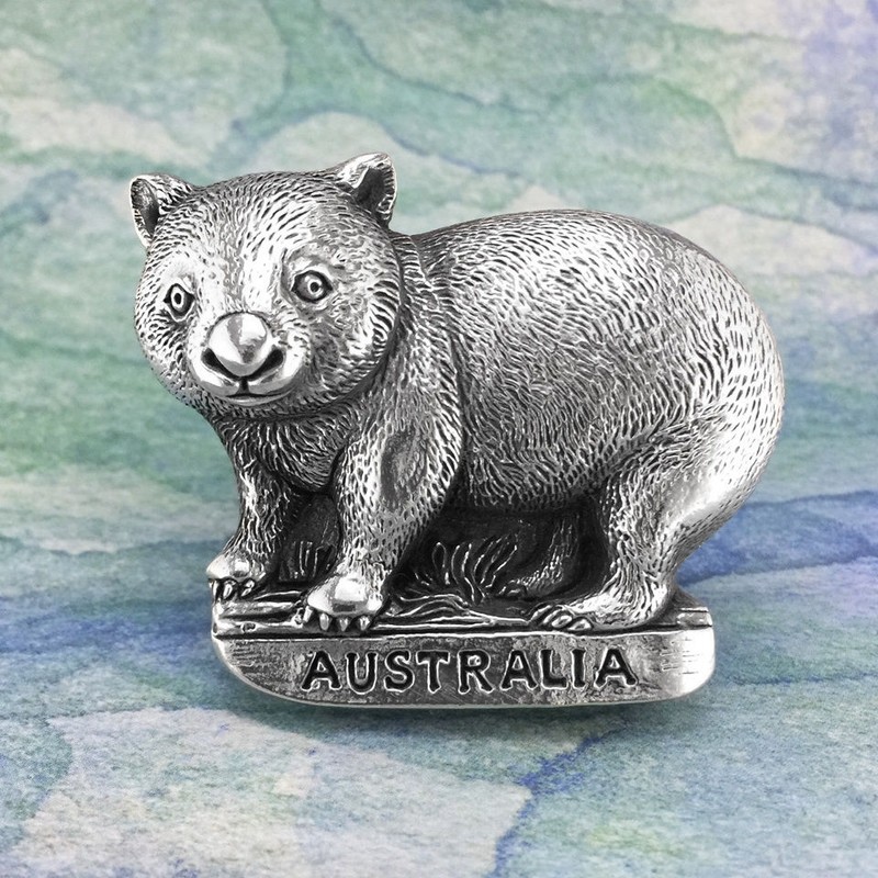 Wombat Souvenir Pewter Fridge Magnet Australiana Gift, Australian Made