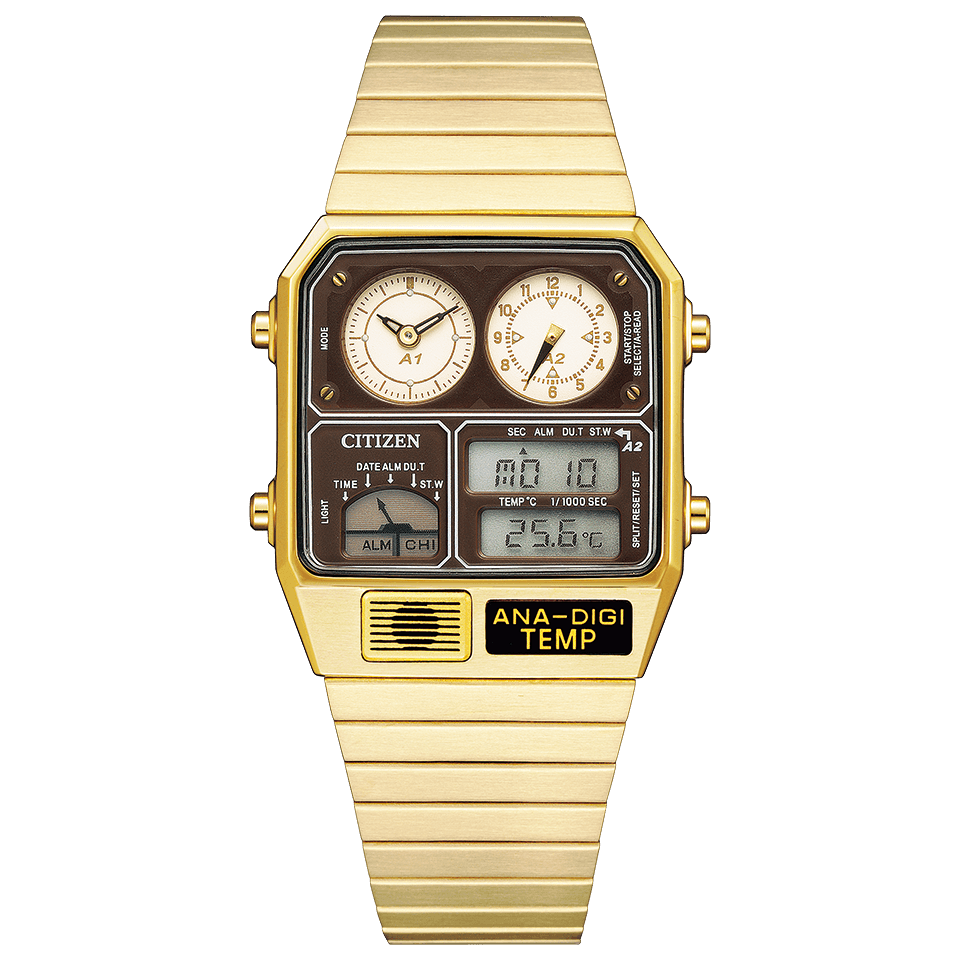Pre-owned Citizen Collection Ana-digi Temp Jg2103-72x Analog Digital Gold Watch Unisex