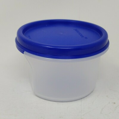 Tupperware 1605F Sheer Modular Mates #1 Container Blue Lid  7 Oz Food Storage