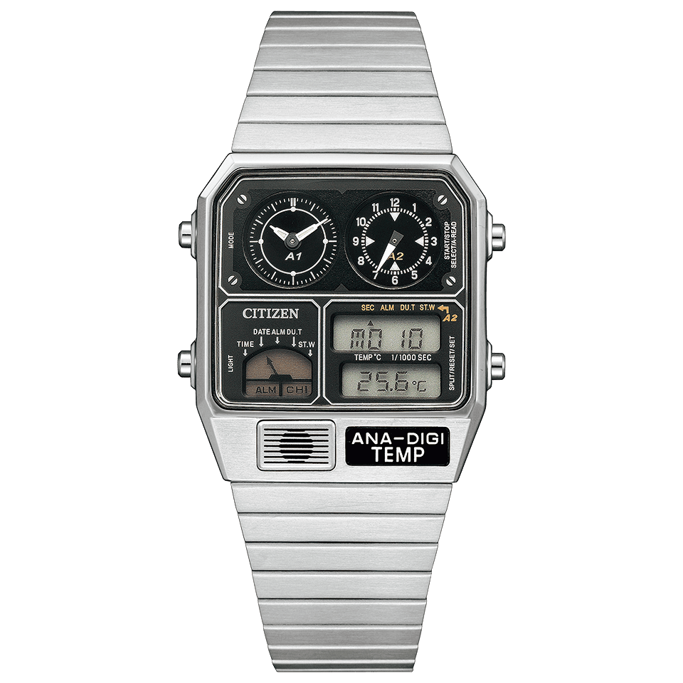 Pre-owned Citizen Collection Ana-digi Temp Jg2101-78e Analog Digital Silver Watch Unisex