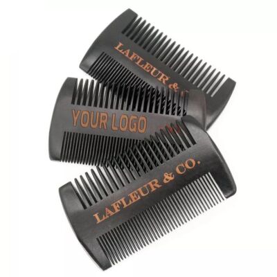 Engrave logo-Black comb wooden Fine & Coarse Teeth comb Dual Sided for men beard