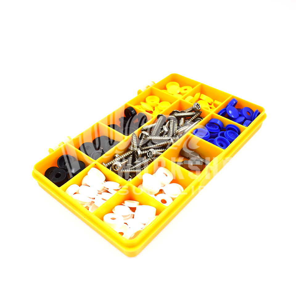 122 ASSORTED NUMBER PLATE CAR FIXING FITTING KIT 3//4/" SECURITY SCREWS CAPS KIT
